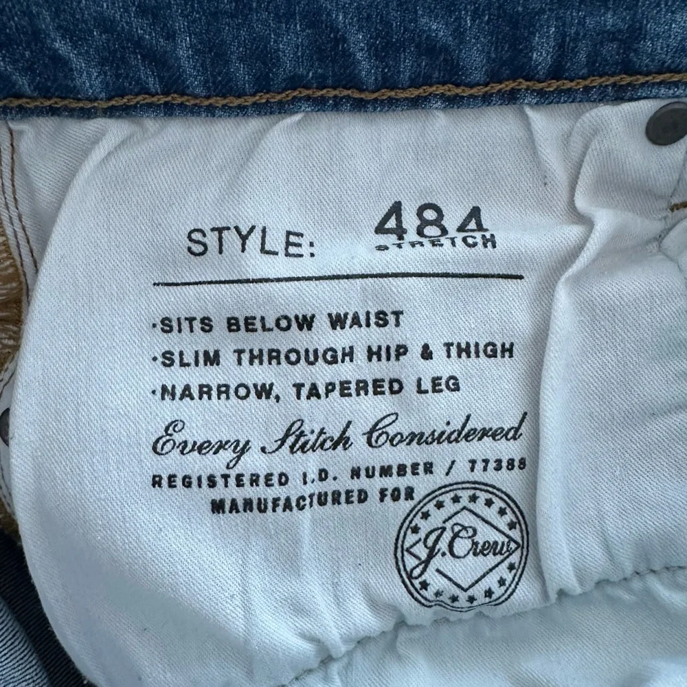 J. Crew 484 men’s slim tapered leg stretch denim jeans 34 x‎ 34
